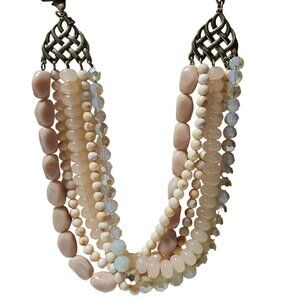 Retro 50s Chunky Beaded Necklace Multi Strand Statement Fashion Jewelry Women